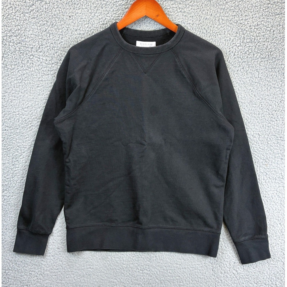 Everlane Raglan Crewneck Sweatshirt Mens M Black Minimalist Casual Pullover